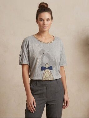 TOPFEELING Ladies Distressed Loose Fit Y2K Short Sleeve T Shirt Size Medium